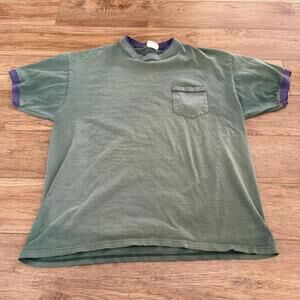 Vintage 90s Sun Faded Distressed Ringer Pocket Shirt Grunge